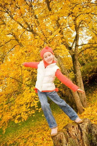 Vacker liten flicka ha roligt utomhus — Stockfoto
