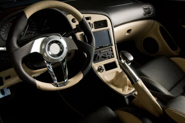 Dostrojony Sportu Samochodowego Luksusowe Skórzane Wnętrze — Zdjęcie stockowe