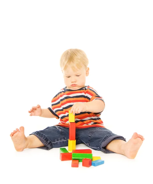 Piękne młode dziecko gry intelektualnej. na białym tle na whi — Zdjęcie stockowe