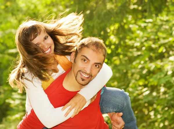 Young couple in love outdoors — Stock Photo, Image