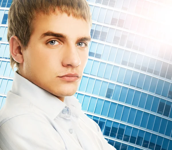 Handsome Young Business Man Abstract Background — Stock Photo, Image