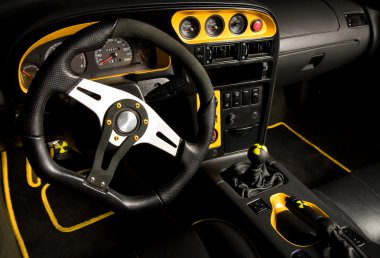 Tuned sport car interior clipart