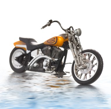 Motorcycle reflected in rendered water clipart