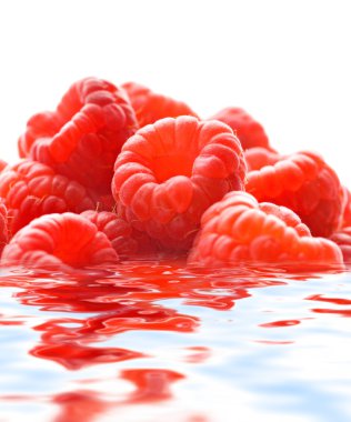 Raspberries reflected in water clipart