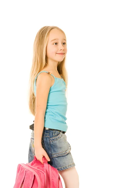 Молода Дівчина Рожевим Рюкзаком — стокове фото