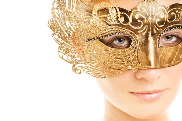 Güzel Bir Genç Kadın Karnaval Maskesi — Stok fotoğraf