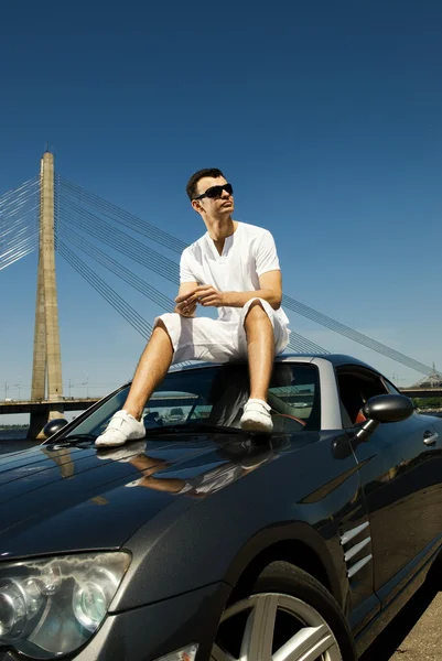 Young Handsome Man Sitting His Car — Stock Photo, Image