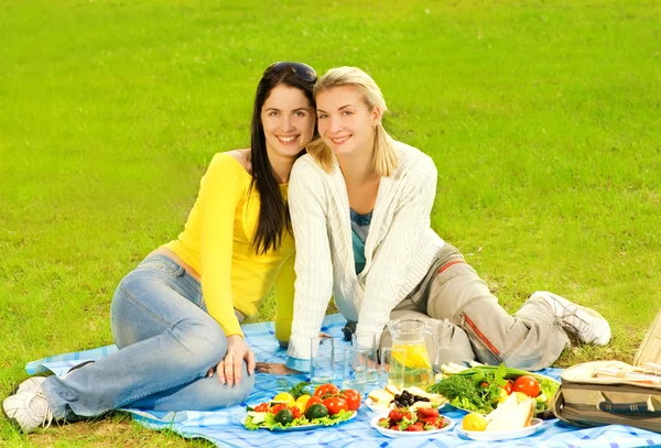 Zwei Schöne Mädchen Beim Picknick — Stockfoto