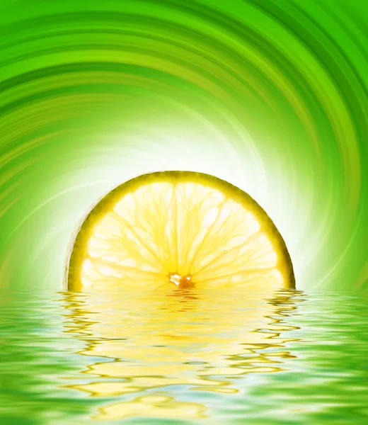 Lime Skiva Återgivna Vatten — Stockfoto