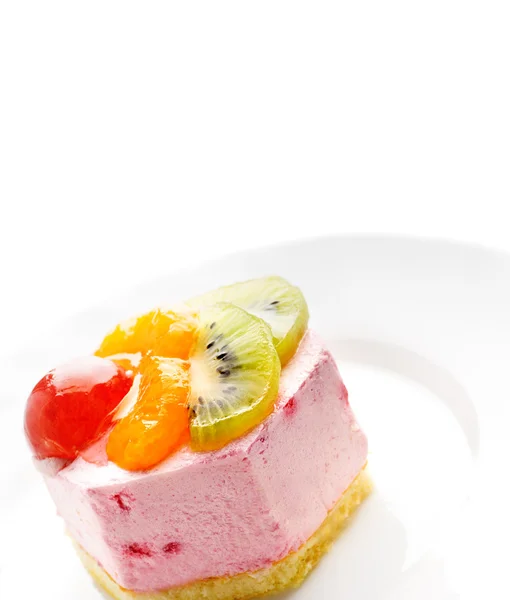 Tasty low-calorie fruit cake isolated on white background — Stock Photo, Image