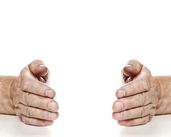 Старые руки изолированы на белом фоне — стоковое фото