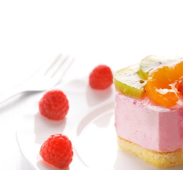 Tasty Low Carorie Fruit Cake Isolated White Background — Stock Photo, Image