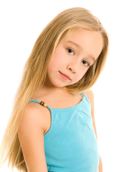 Красива Маленька Дівчинка Ізольована Білому Тлі — стокове фото