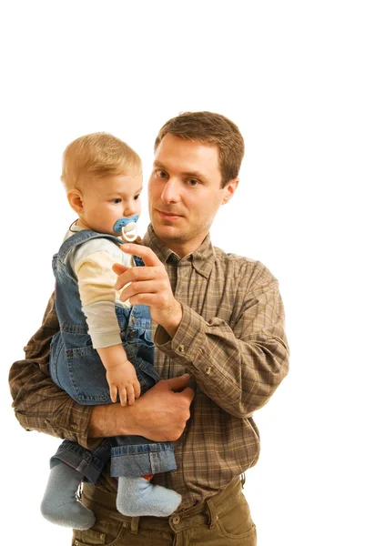Vater Mit Kind Isoliert Auf Weißem Hintergrund — Stockfoto