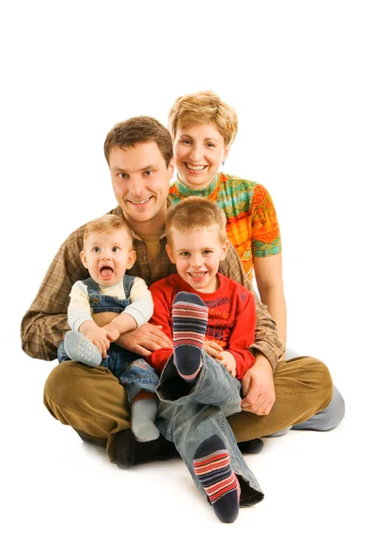 Glückliche Familie Isoliert Auf Weißem Hintergrund — Stockfoto