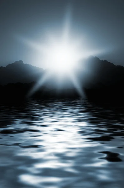 Восход Солнца Горах Тонизирован Синим — стоковое фото