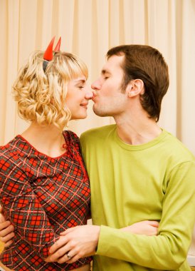 Young couple in love clipart