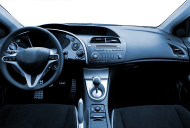 Modern sport car interior toned in blue clipart