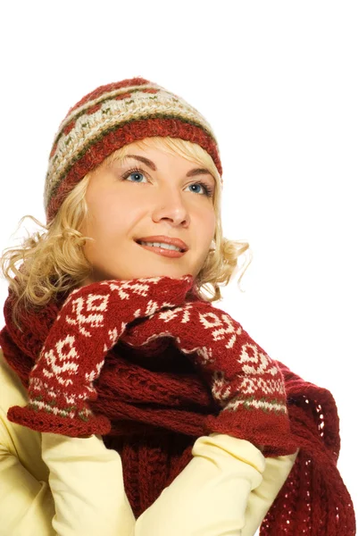Schönes Mädchen Winterkleidung Isoliert Auf Weißem Hintergrund — Stockfoto