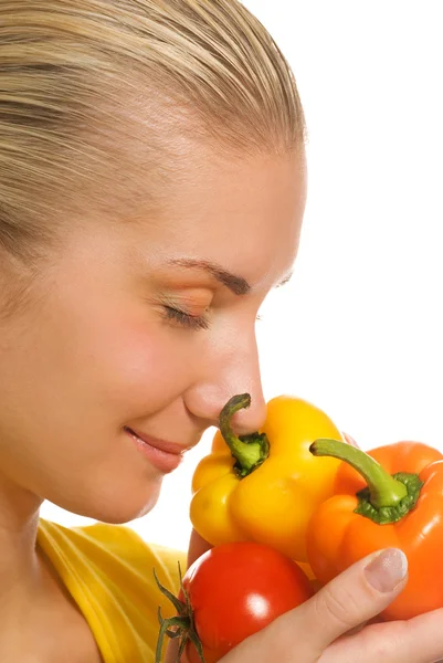 Hermosa Chica Con Verduras Frescas —  Fotos de Stock