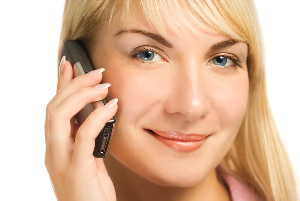 Lovely Young Girl Talks Phone — Stock Photo, Image