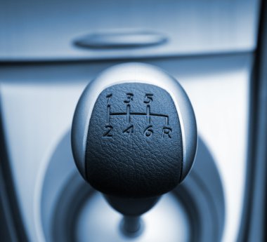 Six speed gear stick toned in blue (shallow DoF) clipart