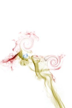 Colorful smoke on white background in form of woman's silhouette clipart