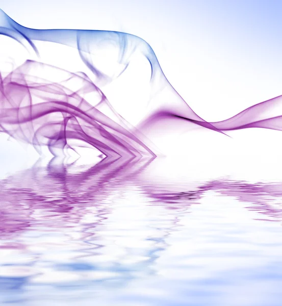Colorful smoke reflected in rendered water — Stock Photo, Image