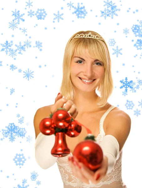 Gyönyörű hercegnő, karácsonyi dekoráció — Stock Fotó