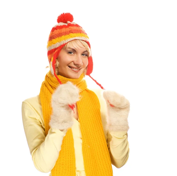 Beautiful Girl Winter Clothing Isolated White Background — Stock Photo, Image