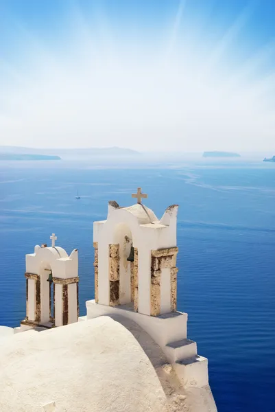 Denize Sıfır Santorini Island Yunanistan Kilisesi — Stok fotoğraf