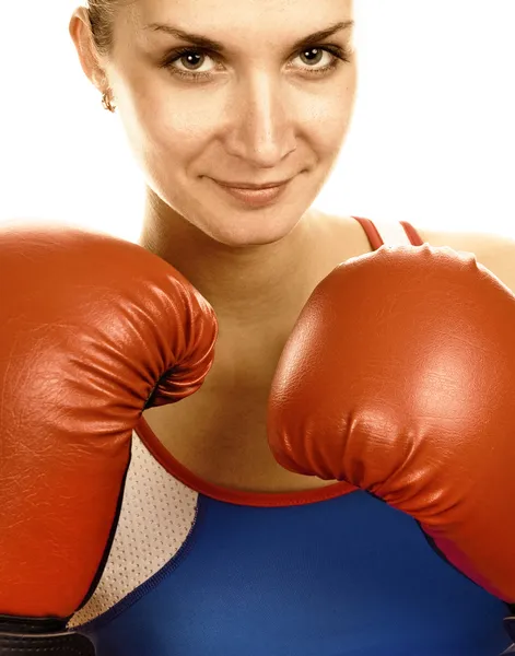 Sepia Tonificado Retrato Boxer Menina — Fotografia de Stock