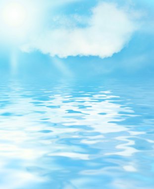 Sunny sky and blue water background clipart