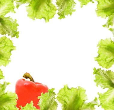 Salad and paprika border clipart