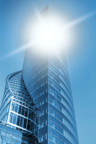 Business center toned in blue color — Stock Photo, Image