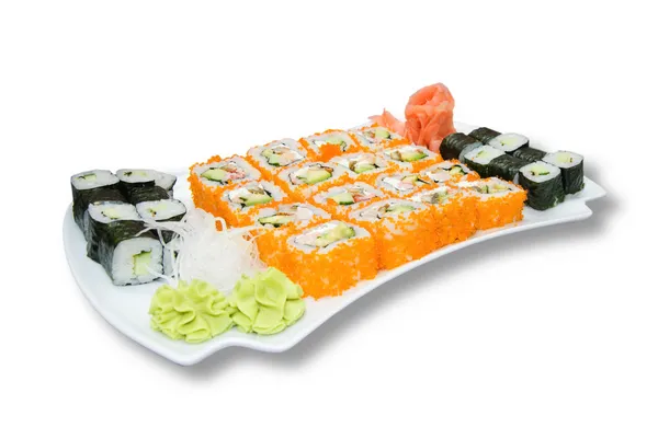 Sushi-Teller isoliert auf weiß — Stockfoto