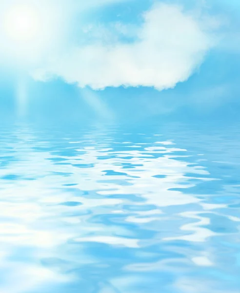 Sunny sky and blue water background — Stock Photo, Image