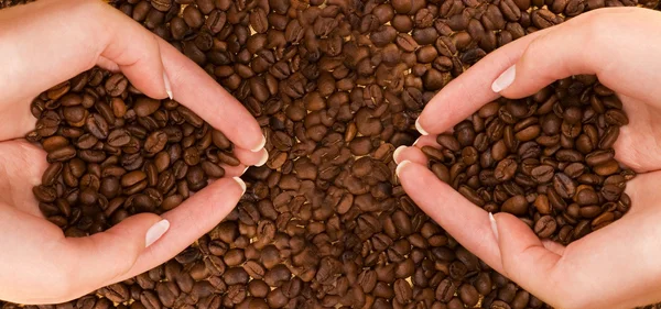 两个 handfulls 的咖啡 — 图库照片