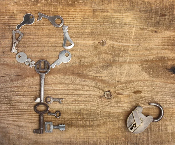 Old padlock and keys — Stock Photo, Image