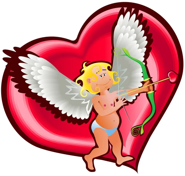 Angel and heart — Stock Vector