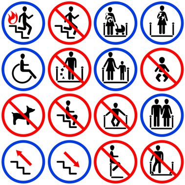 Icons for escalators and stairs in the s clipart