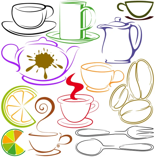 Контур чашок і чайників — стоковий вектор