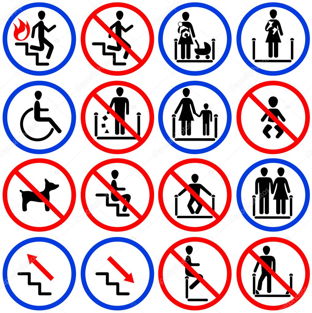Icons for escalators and stairs in the s