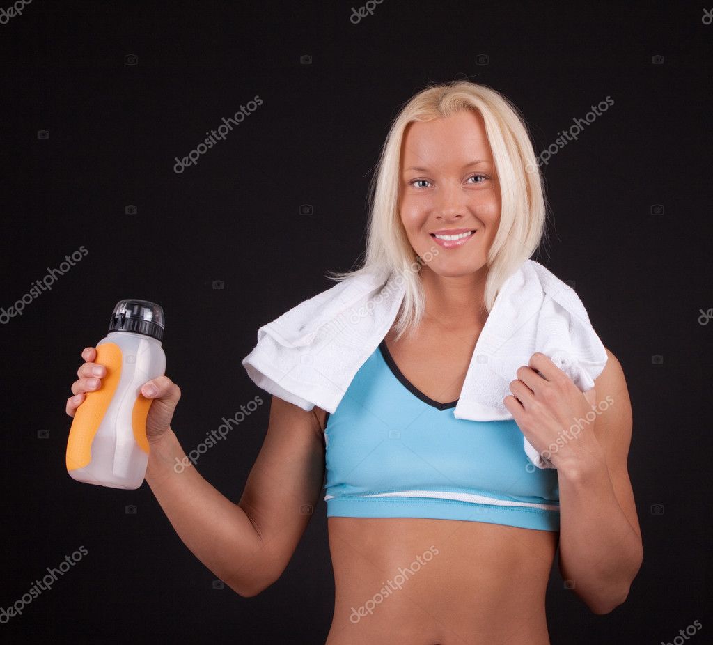 Sexy girl holding a bottle — Stock Photo © fxquadro #2820771