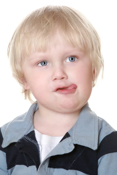 스트라이프 조끼에 있는 소년 — 스톡 사진
