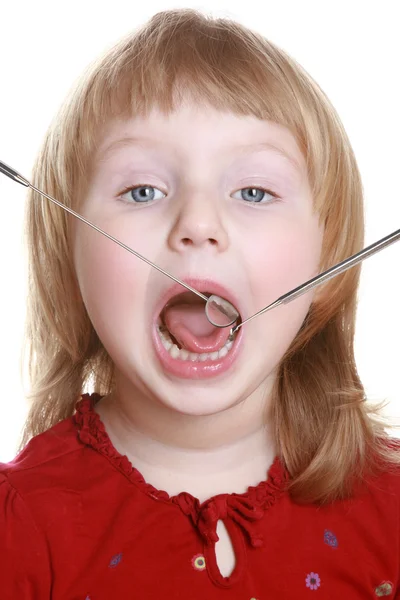 Menina com uma boca aberta — Fotografia de Stock