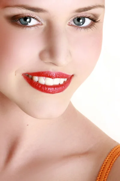 Close-up portret van vrolijke jonge meisje — Stockfoto