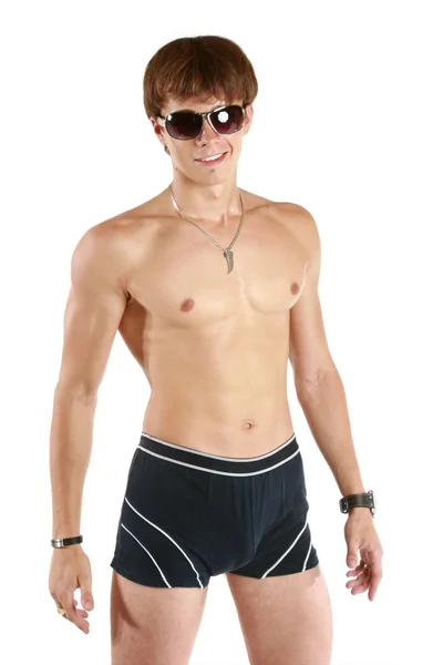 Retrato de hombre joven de moda con gafas de sol —  Fotos de Stock