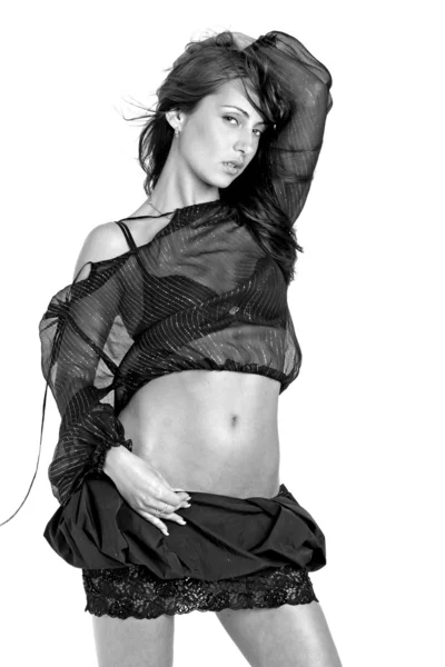 매력적인 젊은 여자 (흑백) — 스톡 사진