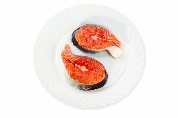 Fatias de um salmão cru fresco — Fotografia de Stock